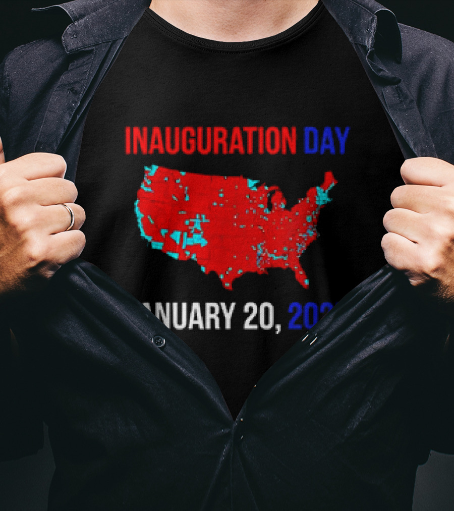 INAUGURATION DAY JANUARY 20, 2025 USA Map Red Blue T-Shirt