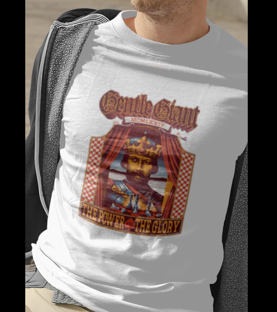 Gentle Giant MCMLXXIV The Power And The Glory King Chessboard Curtain T-Shirt