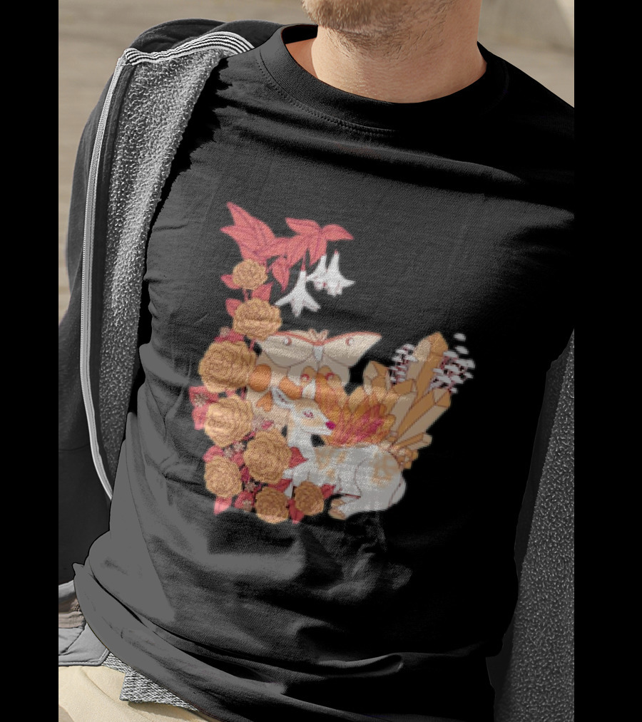 Mystical Forest Fawn Surrounded By Roses And Butterflies T-Shirt