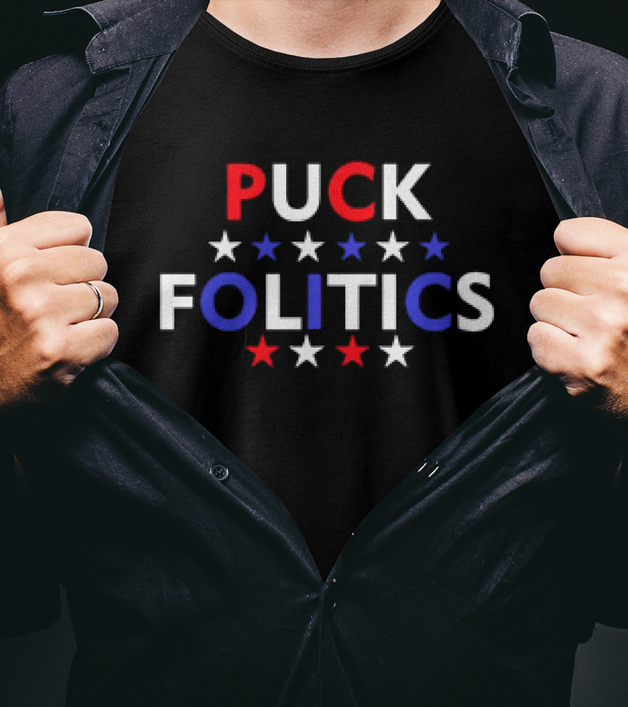 Puck Folitics Stars Red White Blue T-Shirt