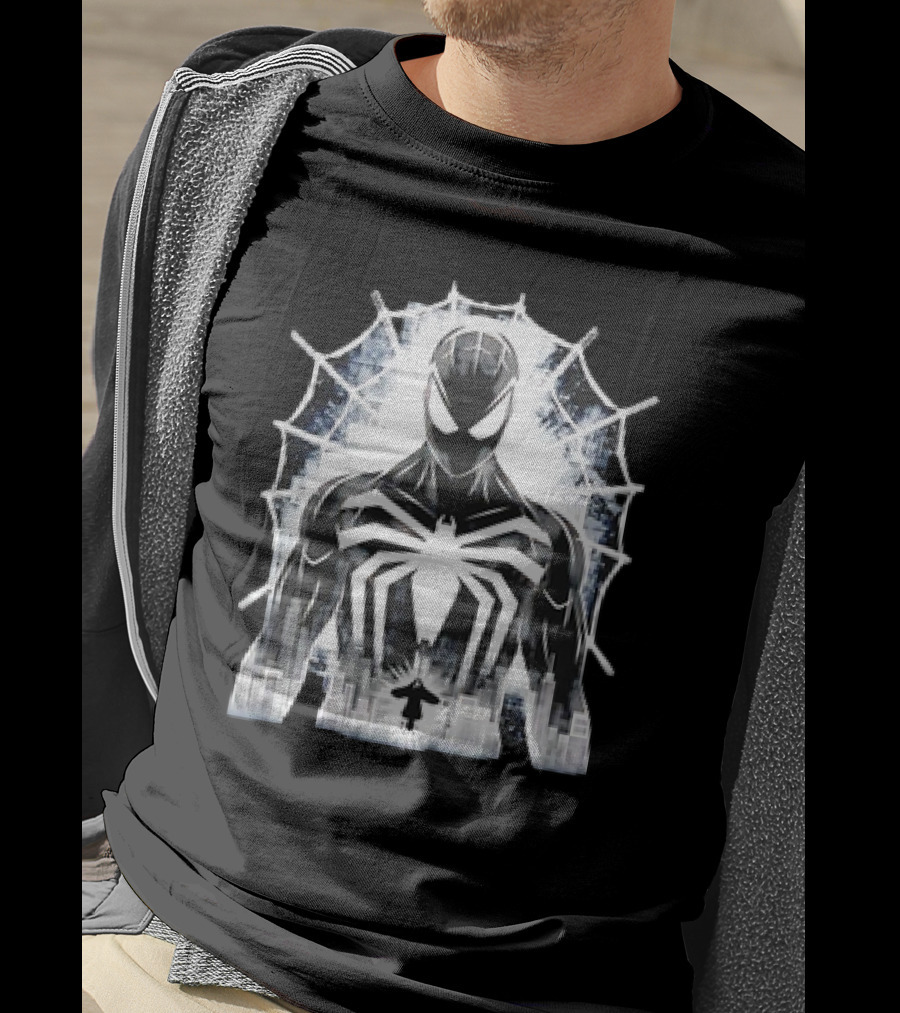 Spider-Man Noir Venom Symbiote Urban Web Cityscape T-Shirt