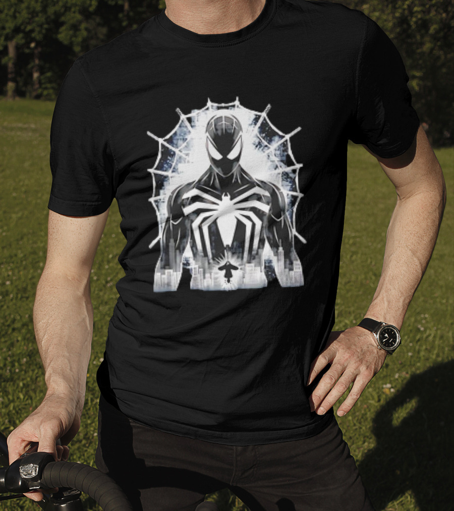 Spider-Man Noir Venom Symbiote Urban Web Cityscape T-Shirt