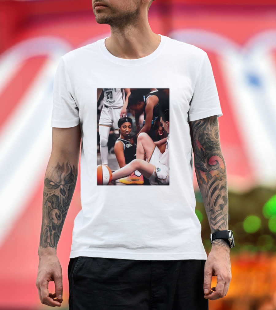 Angel Reese Determined Poised Basketball Court Moment T-Shirt