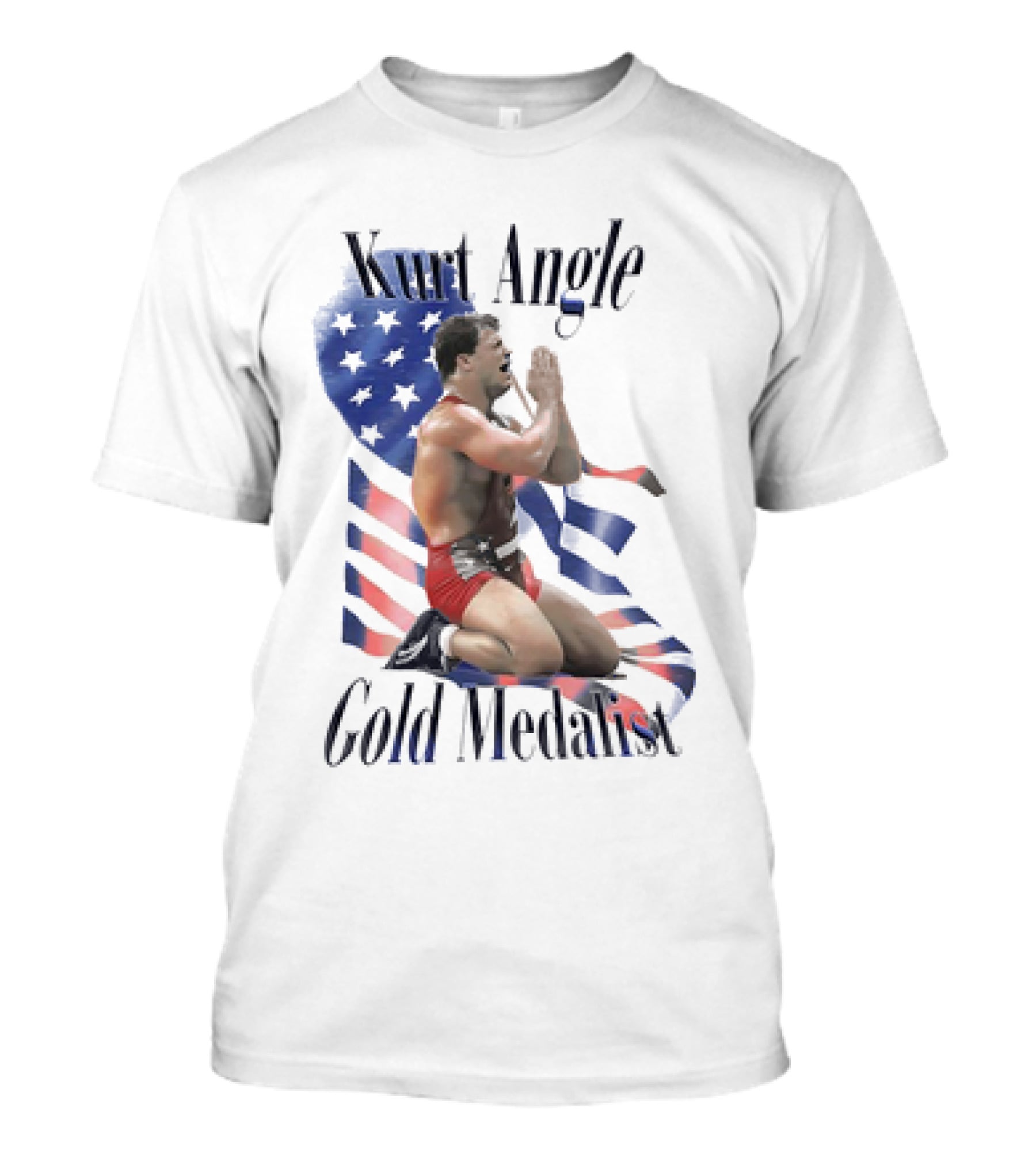 Kurt Angle Gold Medalist American Flag Wrestling Victory T-Shirt