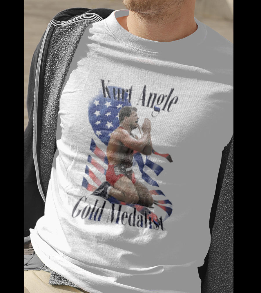Kurt Angle Gold Medalist American Flag Wrestling Victory T-Shirt