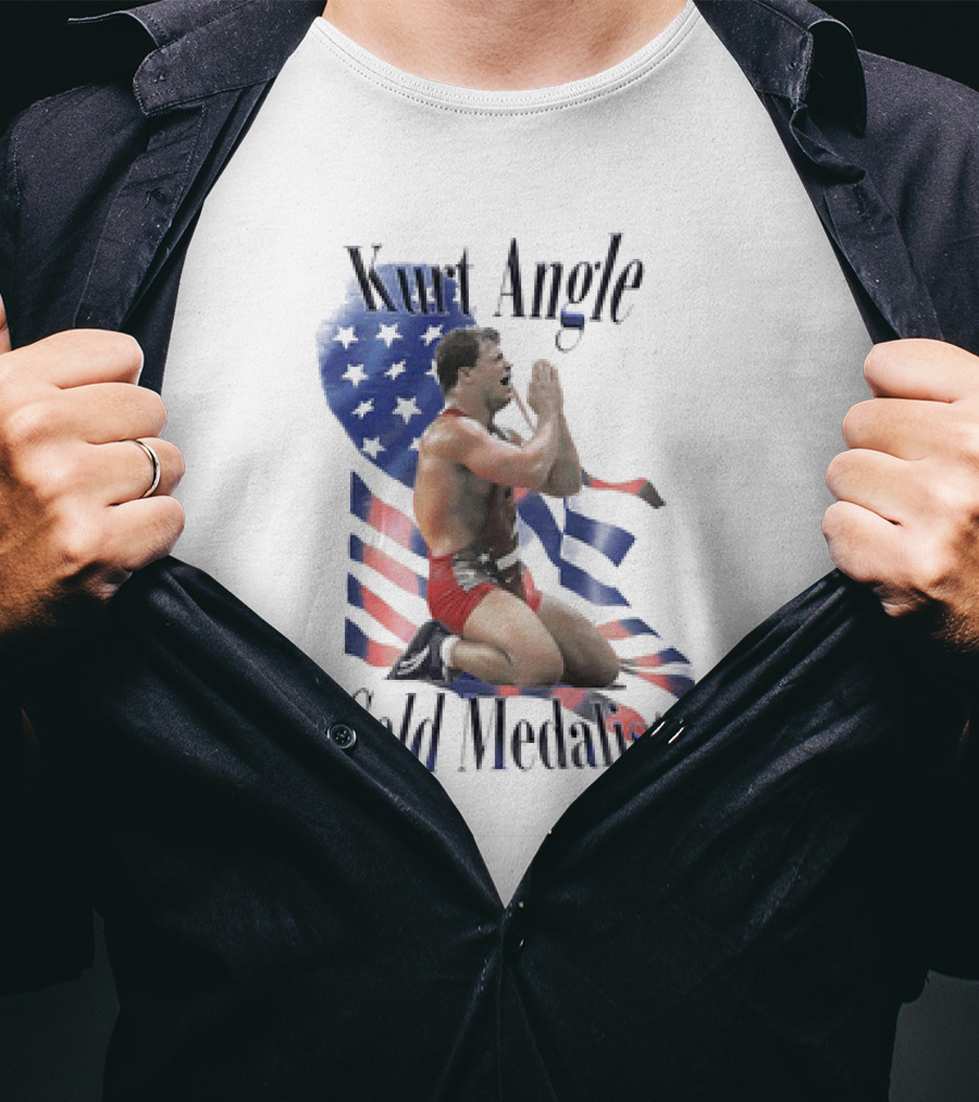 Kurt Angle Gold Medalist American Flag Wrestling Victory T-Shirt