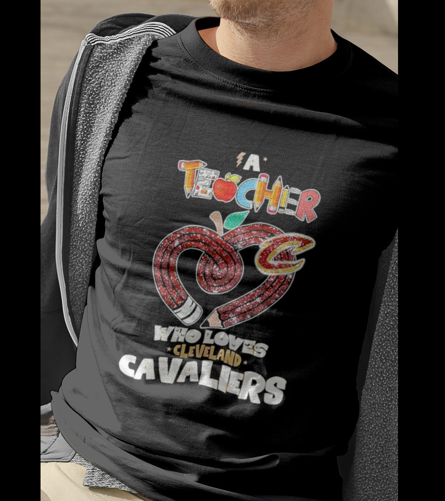 Teacher Heart Pencil Apple Cleveland Cavaliers T-Shirt