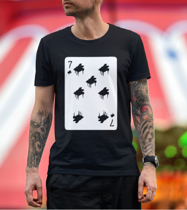 Premium T-Shirt: Seven of Spades Dripping Silhouette Card T-Shirt Seven of Spades Dripping Silhouette Card T-Shirt