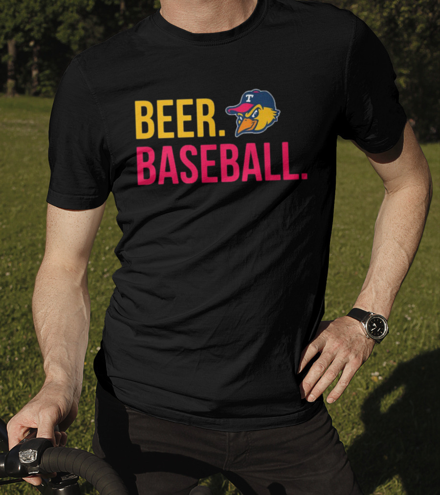 Beer Baseball T-Bird Mascot Bold Text Design T-Shirt
