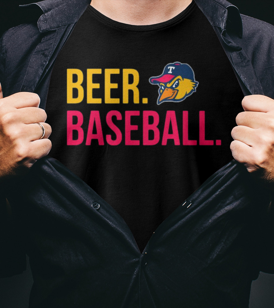 Beer Baseball T-Bird Mascot Bold Text Design T-Shirt