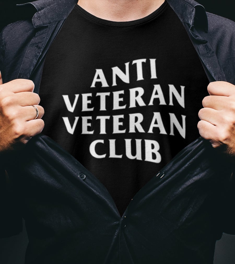 Anti Veteran Veteran Club Vintage Style White Text T-Shirt