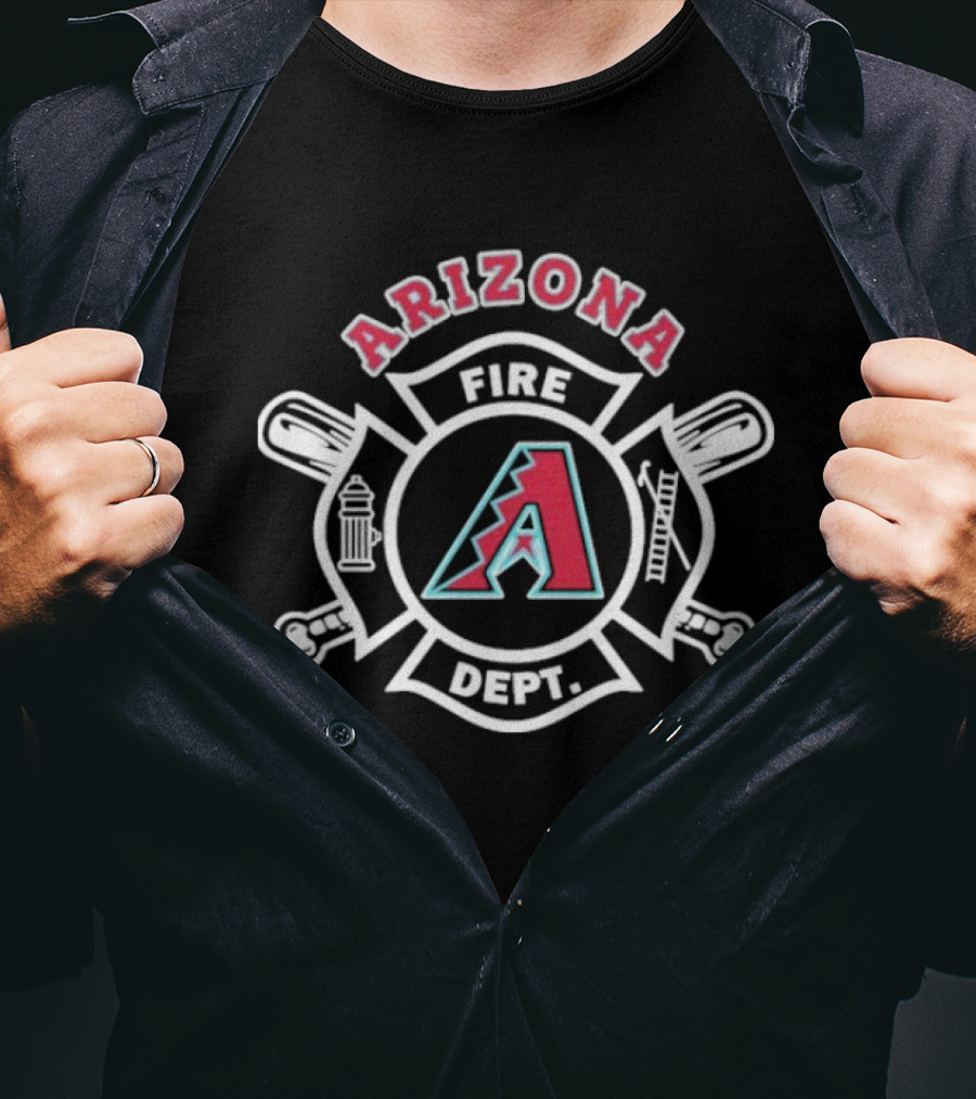 Arizona Diamondbacks Fire Dept Axe Hydrant Baseball Emblem T-Shirt