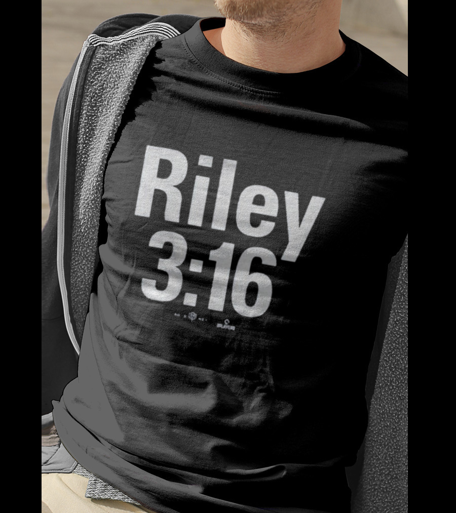 Riley 3:16 Baseball Themed Bold Text Design T-Shirt