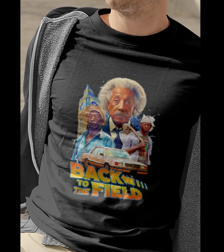 Back To The Field Einstein Time Travel Comedy UK Farmers And Car T-Shirt