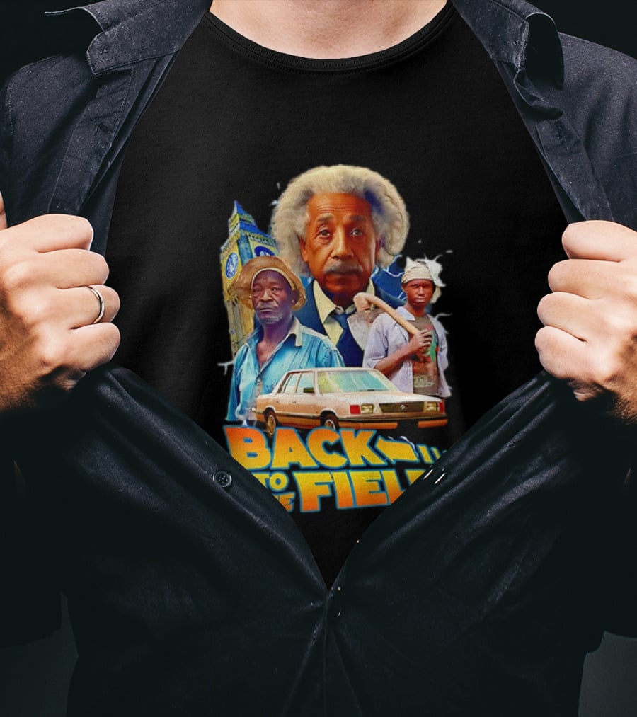Back To The Field Einstein Time Travel Comedy UK Farmers And Car T-Shirt