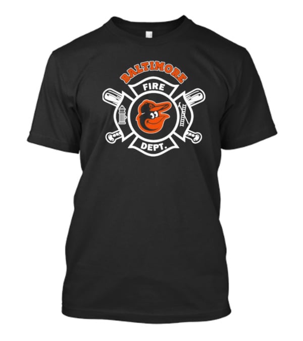Baltimore Orioles Fire Dept Firefighters Badge Logo With Team Mascot T-Shirt