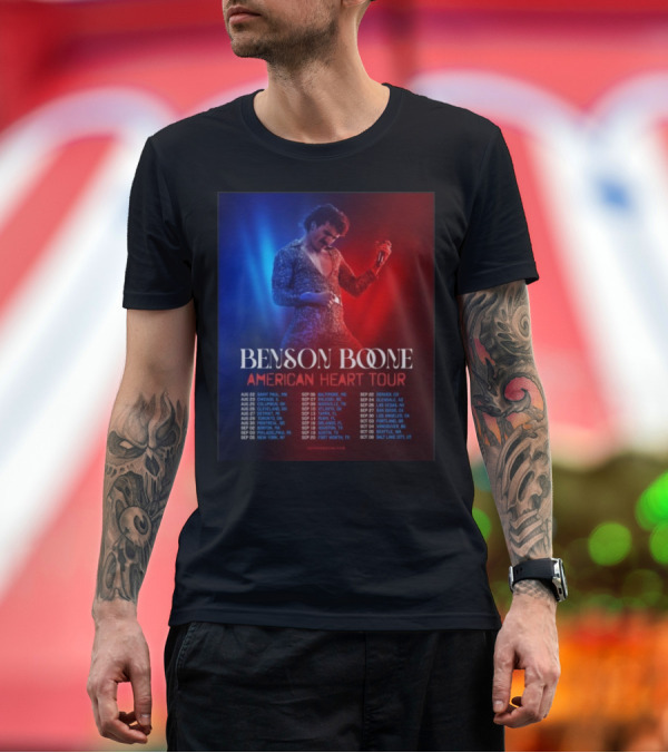 Premium T-Shirt: Benson Boone American Heart Tour 2025 Cities and Dates August to October T-Shirt Benson Boone American Heart Tour 2025 Cities and Dates August to October T-Shirt