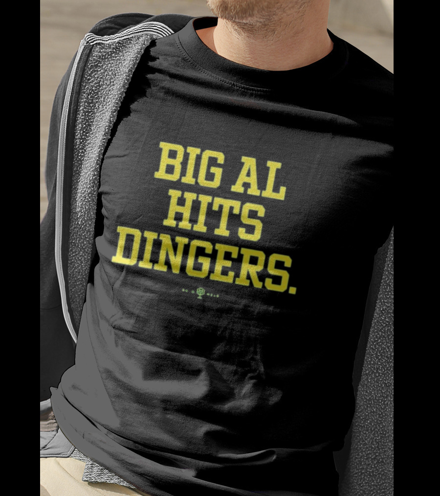Big Al Hits Dingers Baseball Quote Yellow Text T-Shirt