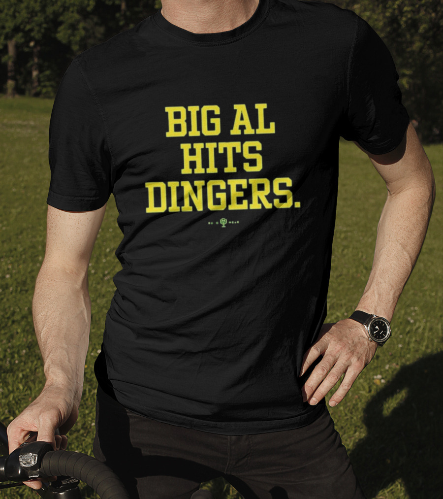 Big Al Hits Dingers Baseball Quote Yellow Text T-Shirt