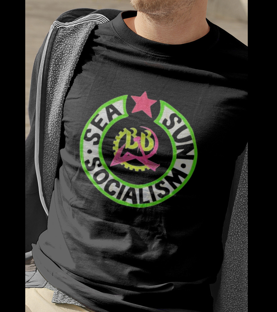 Billy Bragg Sea Sun Socialism LD Star Circle T-Shirt