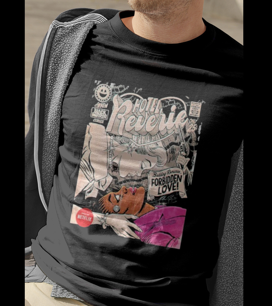 Black Mirror Comics Hotel Reverie Budding Romance Forbidden Love 2025 By Butcher Billy Netflix T-Shirt