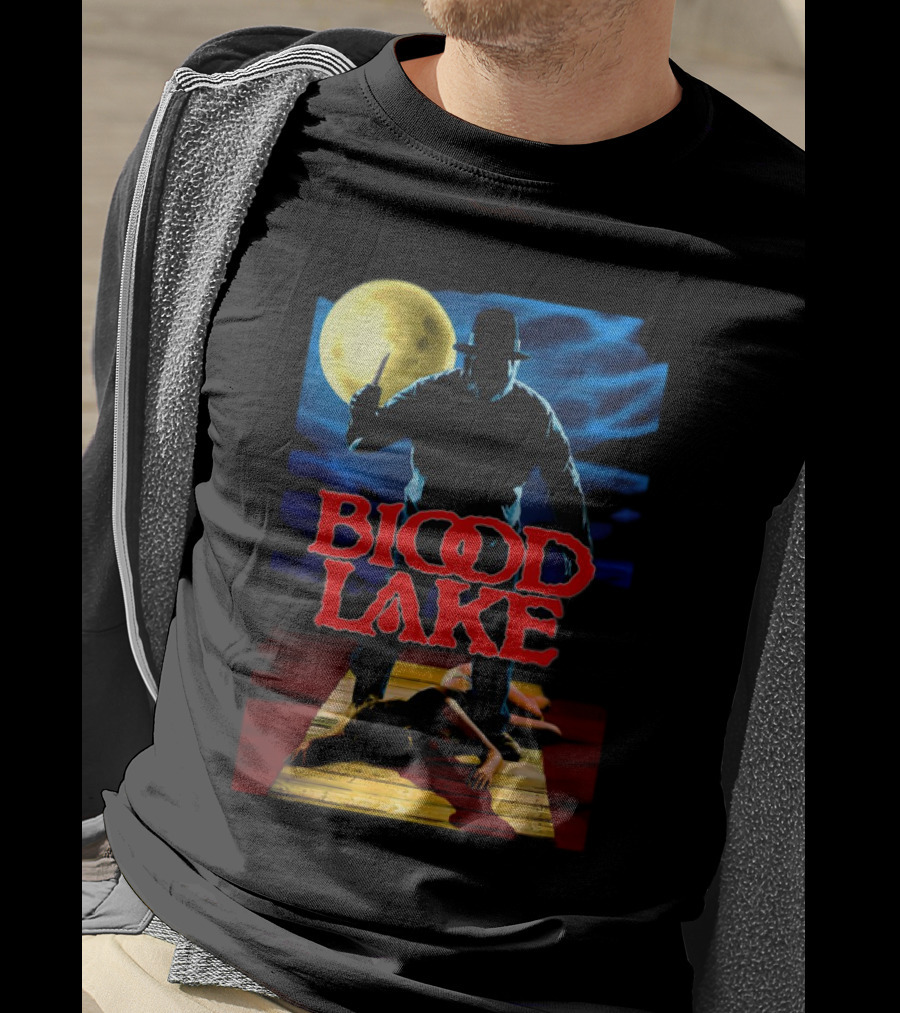 Blood Lake Horror Movie Moonlit Killer Silhouette T-Shirt