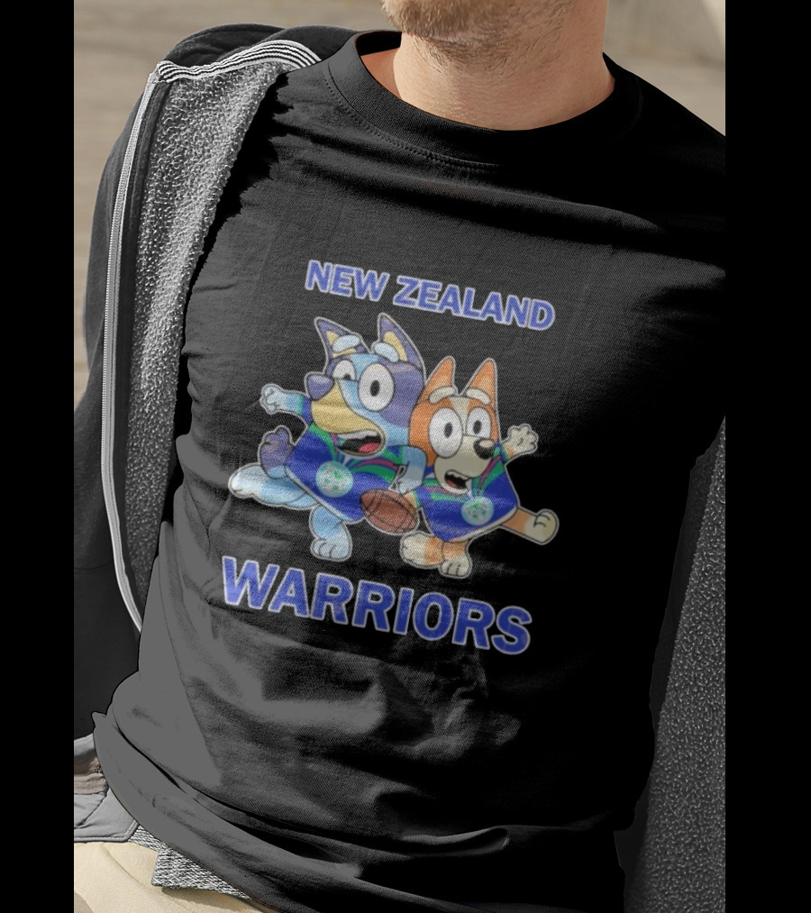Bluey New Zealand Warriors Rugby Collaboration T-Shirt