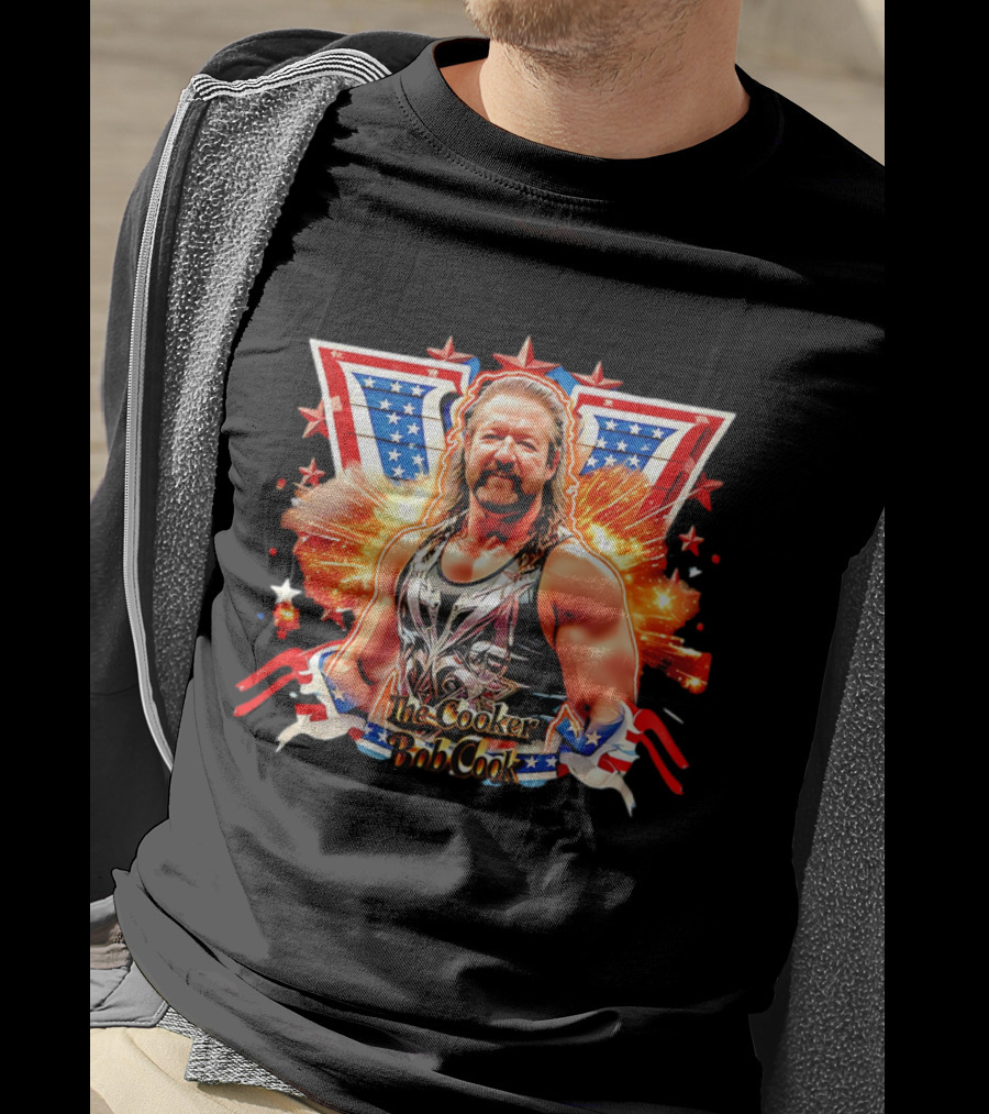 Bob Cook The Cooker Professional Wrestler Starburst American Flag T-Shirt