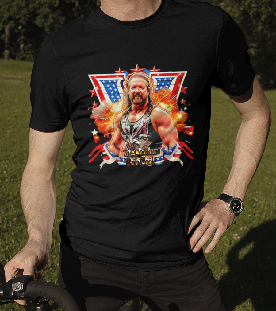 Bob Cook The Cooker Professional Wrestler Starburst American Flag T-Shirt