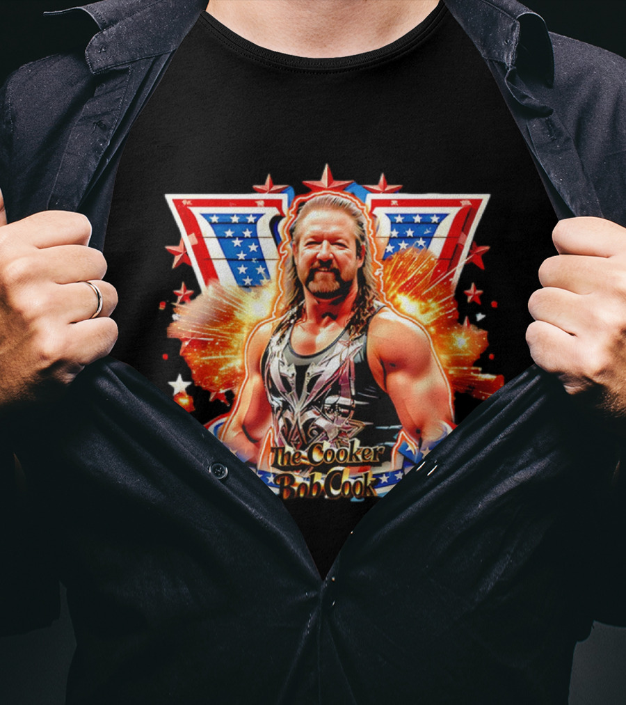 Bob Cook The Cooker Professional Wrestler Starburst American Flag T-Shirt
