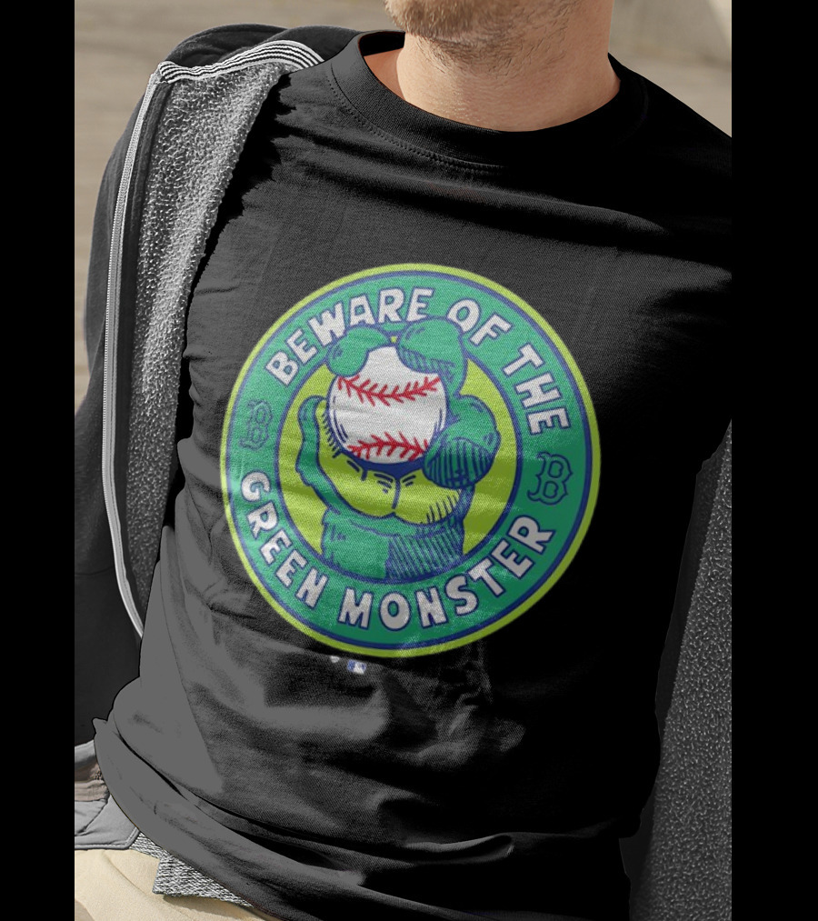 Boston Red Sox Beware Of The Green Monster Baseball Iconic Fenway Park Imagery T-Shirt