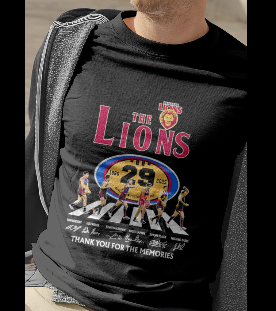 Brisbane Lions The Lions 29 Years 1996-2025 Thank You For The Memories Signatures T-Shirt