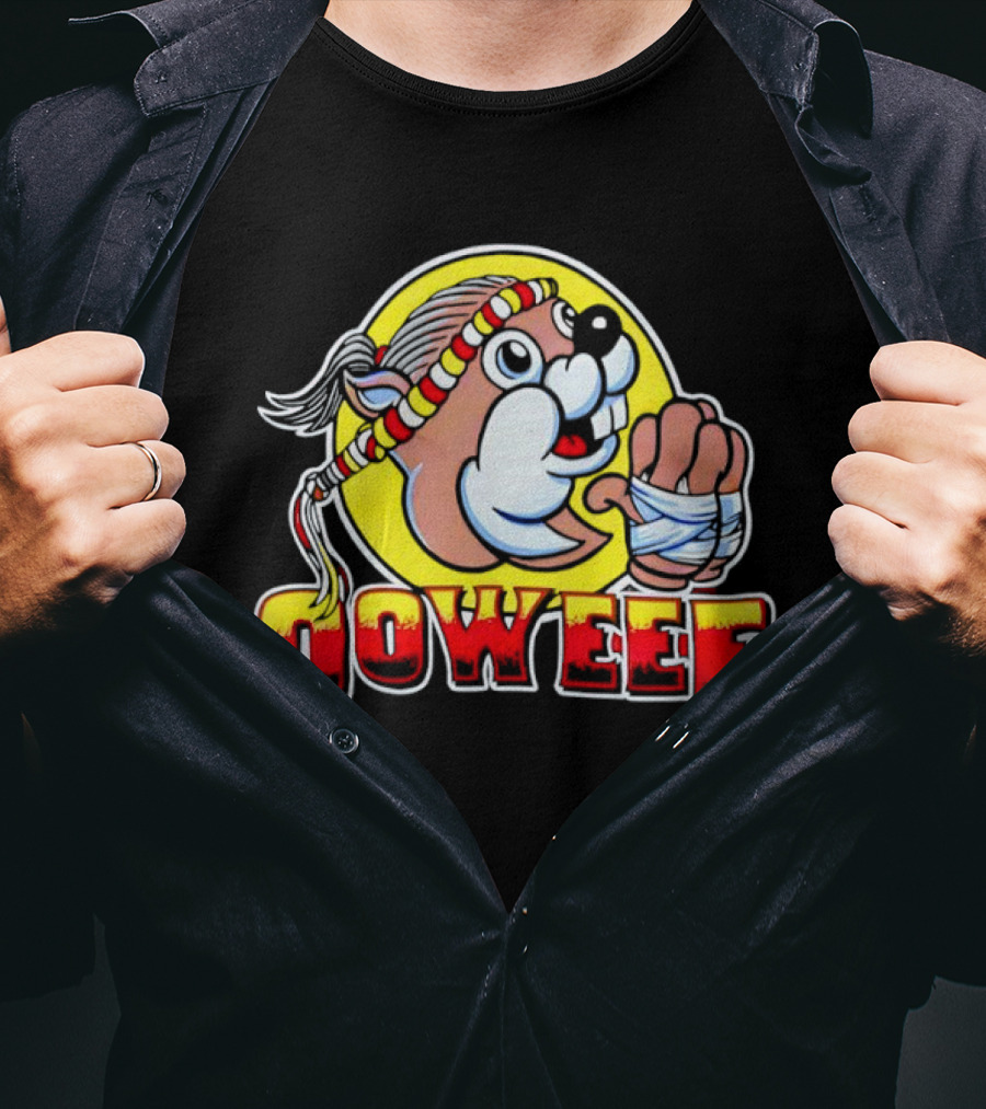 Buc-ee's Ooweee Muay Thai Beaver With Headband And Wrapped Fist T-Shirt