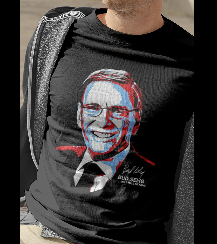 Bud Selig Commissioner Signature Red Blue White T-Shirt