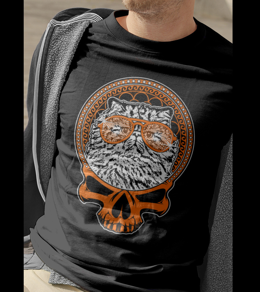 CATTY STYLE Skull Cat With Sunglasses T-Shirt
