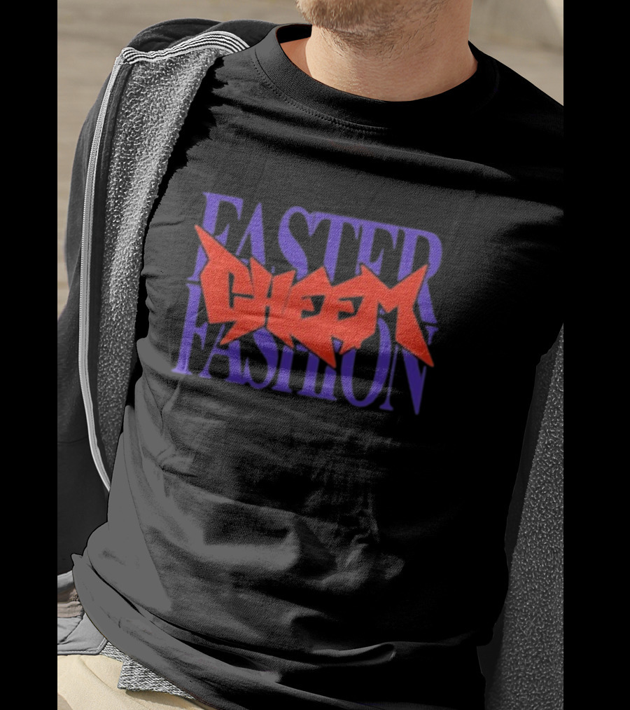Faster Fashion Cheem Bold Red And Purple Typography T-Shirt