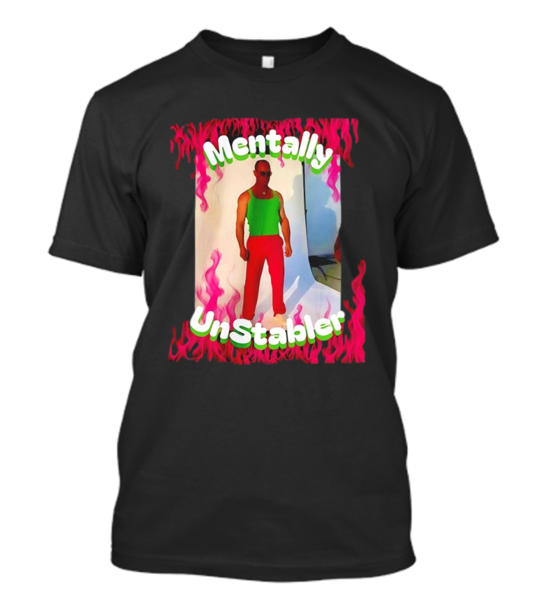 Mentally Unstabler Flaming Outfit Vibrant Red Pants T-Shirt
