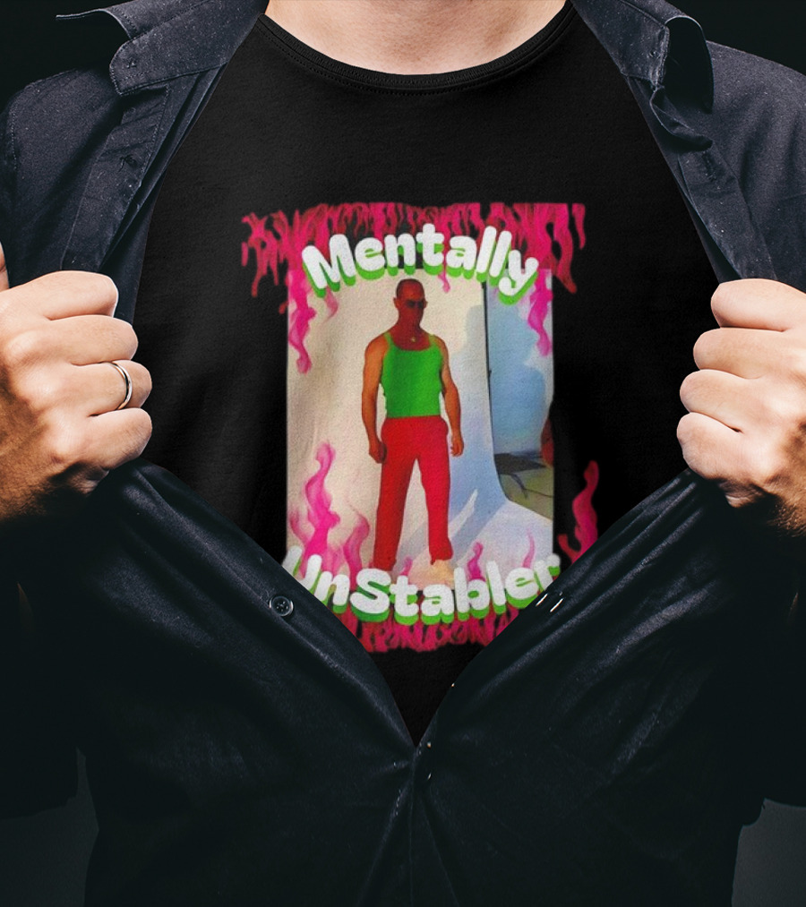 Mentally Unstabler Flaming Outfit Vibrant Red Pants T-Shirt