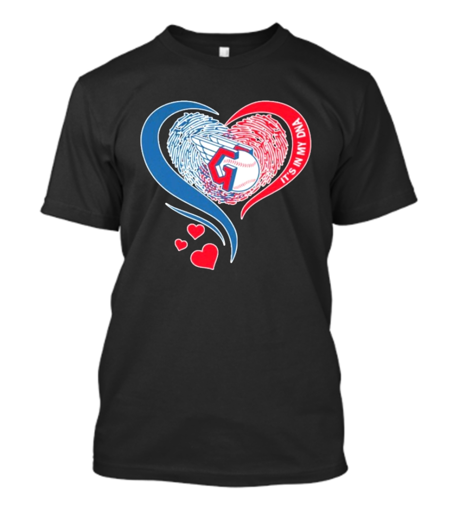 Cleveland Guardians It's In My DNA Heart Baseball Fingerprint T-Shirt