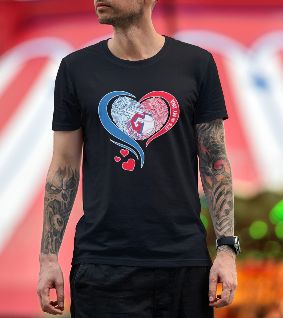 Cleveland Guardians It's In My DNA Heart Baseball Fingerprint T-Shirt