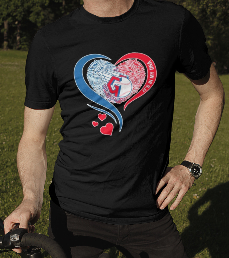 Cleveland Guardians It's In My DNA Heart Baseball Fingerprint T-Shirt