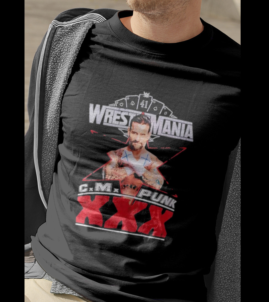CM Punk WrestleMania XXX 41 Playing Cards Theme T-Shirt