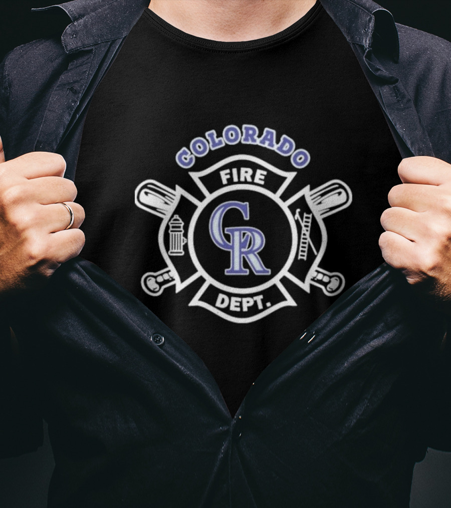 Colorado Rockies Fire Dept Firefighters Emblem With CR Logo T-Shirt
