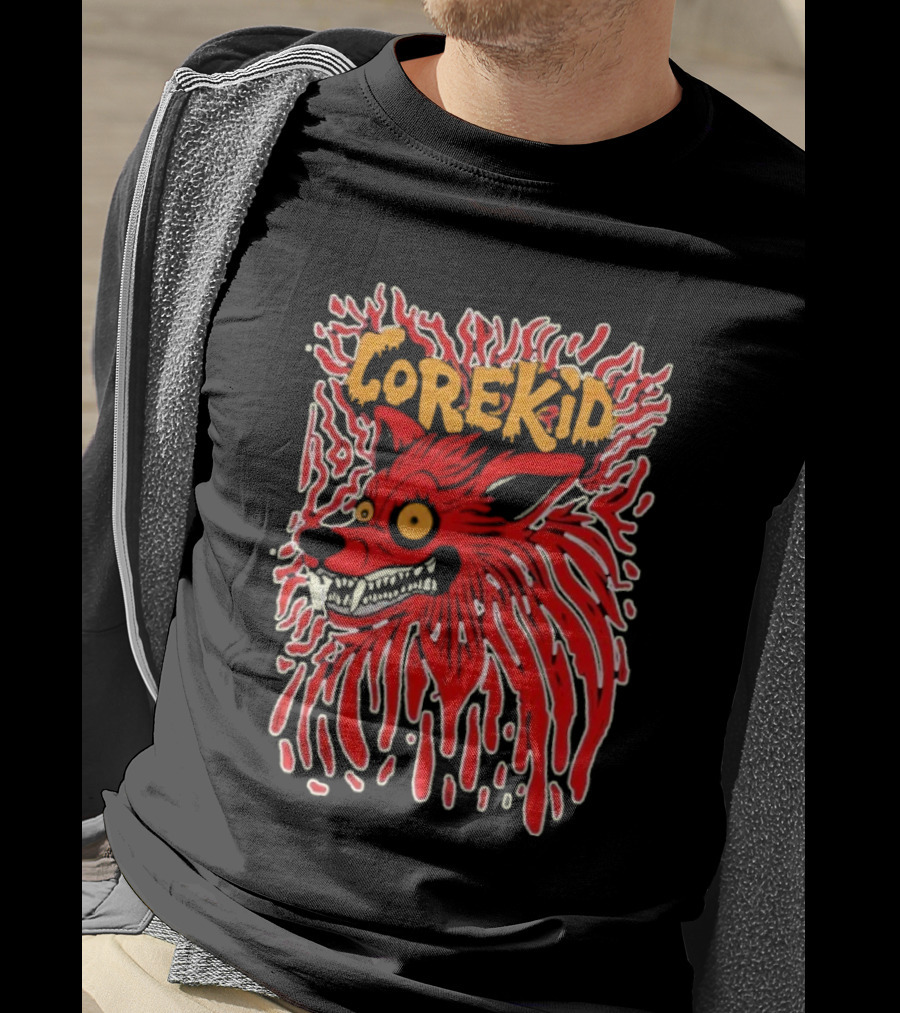 Corekid Blood Wolf Fiery Red Canine Artwork T-Shirt