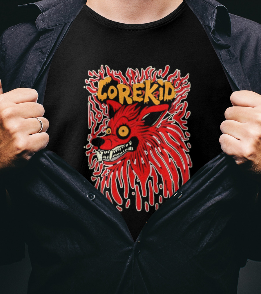 Corekid Blood Wolf Fiery Red Canine Artwork T-Shirt