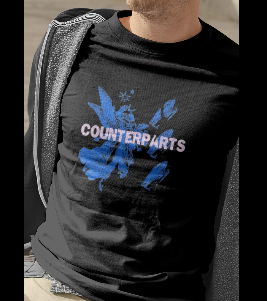 Counterparts Angel Eulogy Blue Angelic Figure With Pink Typography T-Shirt