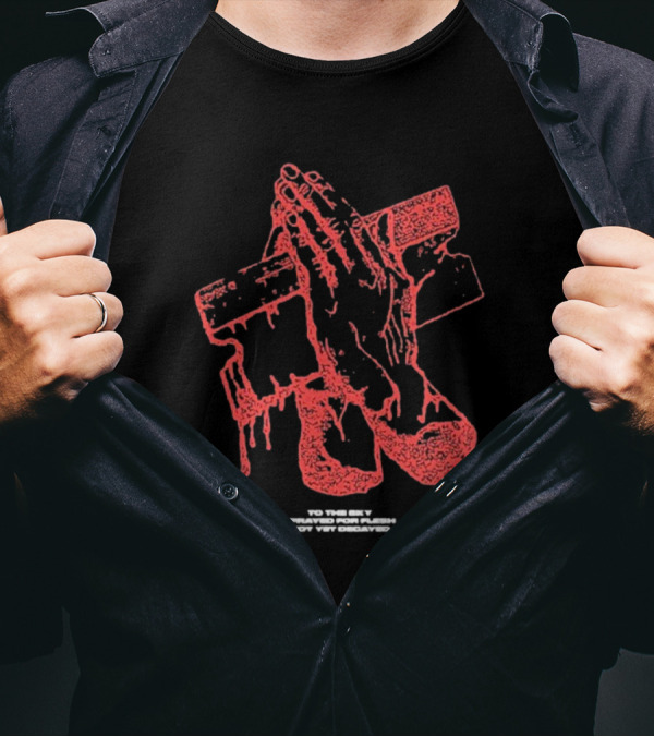 Counterparts To The Sky I Prayed For Flesh Not Yet Decayed Pray Dripping Hands Cross T-Shirt