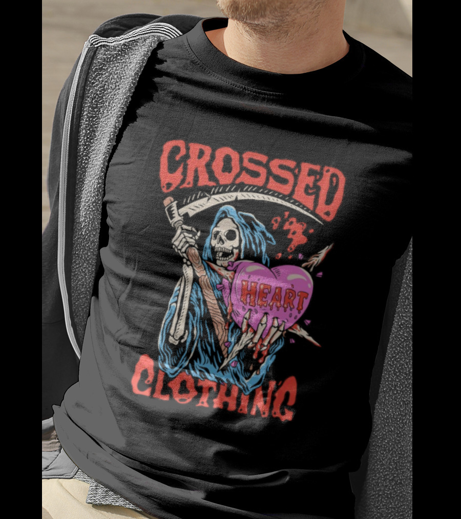 Crossed Heart Death Grim Reaper T-Shirt