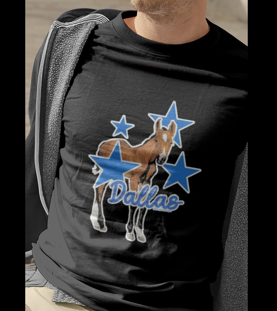 Dallas Horse With Blue Stars Iconic Design T-Shirt