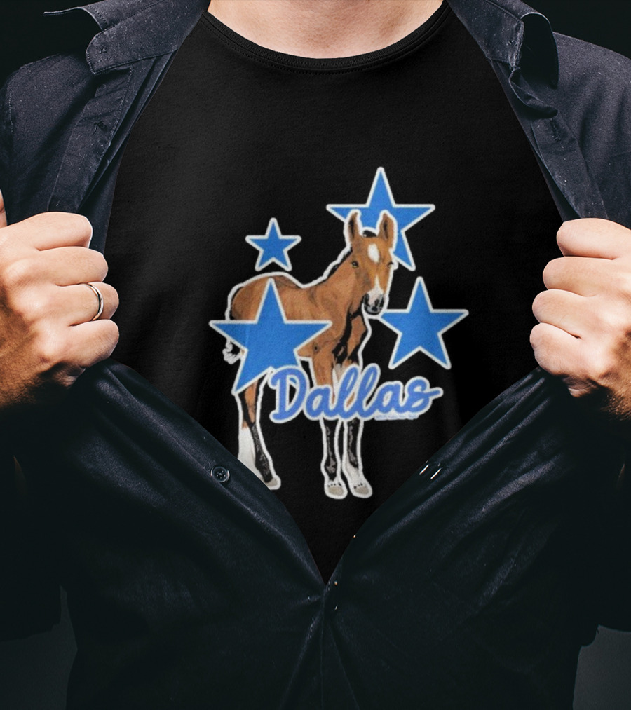 Dallas Horse With Blue Stars Iconic Design T-Shirt